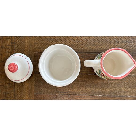 Pier 1 Imports Mosaic Fruit Creamer & Sugar Bowl w/ Lid Crafted In Italy EUC - Picture 3 of 4